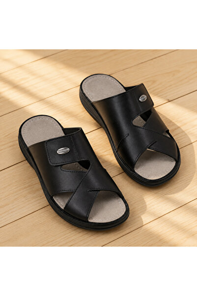 mtz Men's Open Toe Sandals, Leather-Look Slip-On Casual Sandals with Wide Cro...