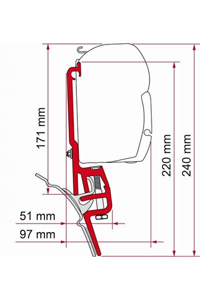 NO BRAND Adaptor pentru copertină rulote F45s Kit Brandrup VW T4 Multirail Fi...