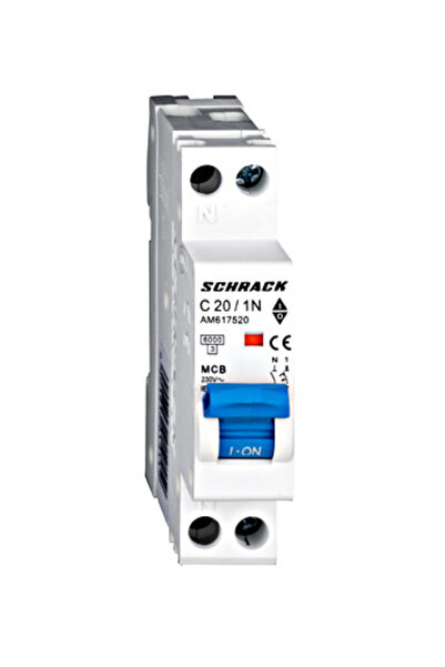 SCHRACK Disjunctor automat modular, AMPARO 6 kA, C 20 A, 1 P+N, 1 UH