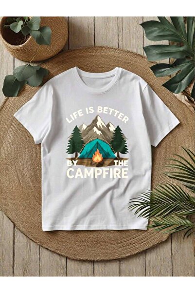 k222 Women's Camping Pattern T-Shirt - Lightweight Breathable Crew Neck, Camp...