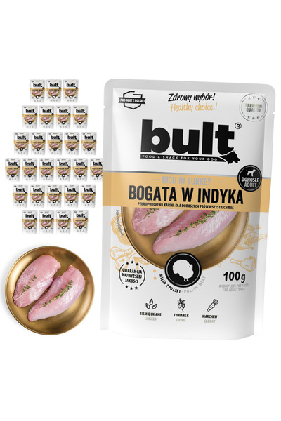 Bult Hrană umedă completă pentru câini, bogată în curcan, plic 30x100g