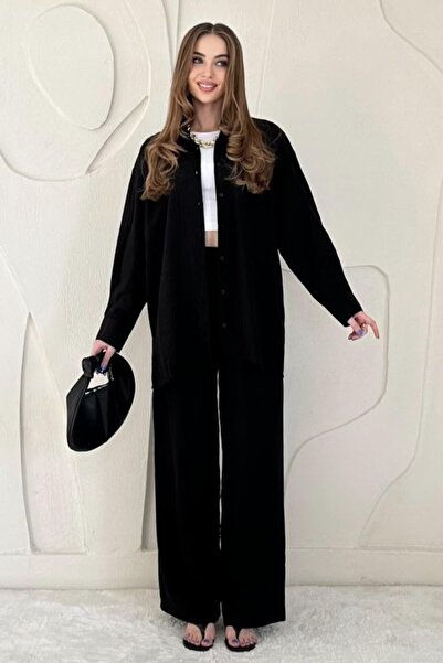 Generic Brand    Black Alice Shirt and Loose Cut Pants Set