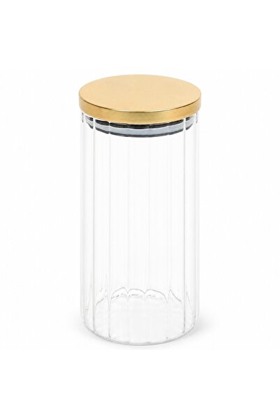 PUFO Recipient de depozitare Glam din sticlă cu capac metalic, 950 ml, pentru...