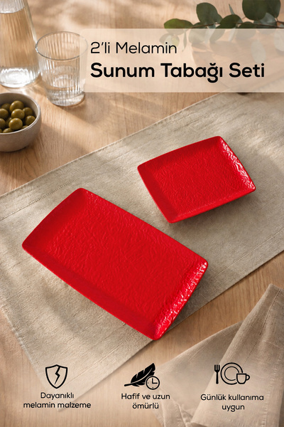 Vienev Set of 2 Melamine Presentation Plates, Presentation Plate, Serving Pla...