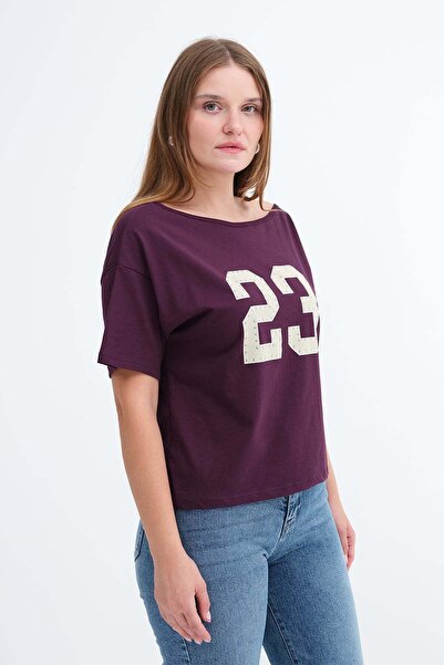Addax Tricou imprimat cu decolteu barcă P10756