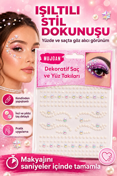 MUJGAN Kendinden Yapışkanlı İnci Model Yüz ve Saç Taşları
