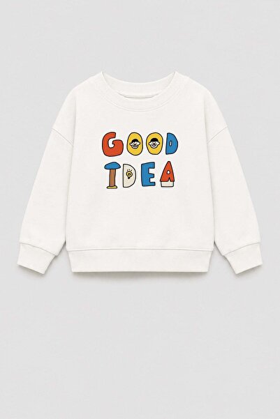 Monila Unisex Kids' 3 Thread Fabric Slogan Printed Cotton Sweatshirt