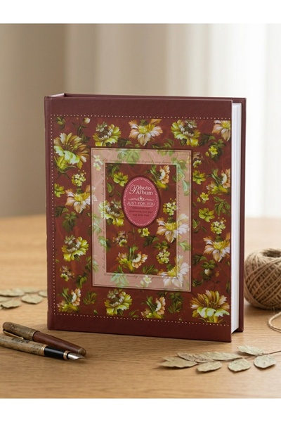 Rabsev Rs4 Photo Album 10X15Cm 200 Photo Capacity Burgundy Color Floral Patte...