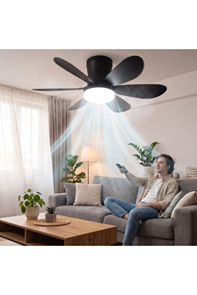 LEDZONE Lustră LED 12W cu 3 funcții, dimabilă cu telecomandă și ventilator, N...