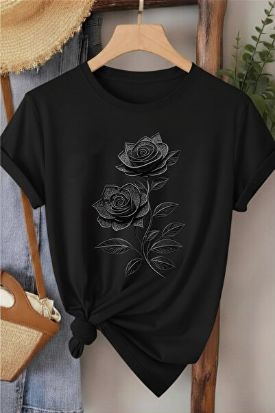 l'eivor Tricou de damă cu imprimeu cu design special, asortat cromatic, cu mo...