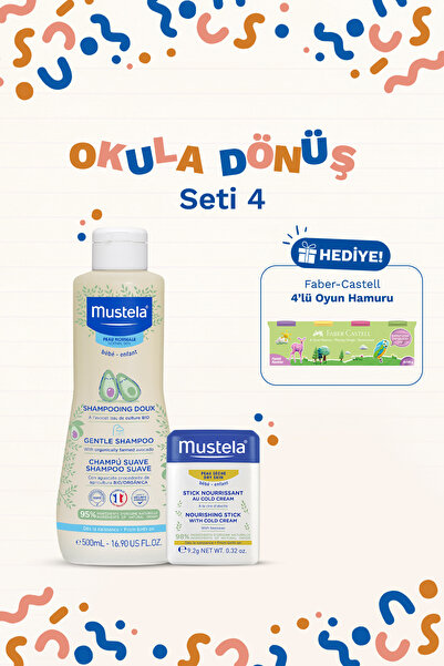 Mustela Papatya Bebek Şampuan 500ml + Cold Cream Stick 9,2g + Faber-Castell 4...