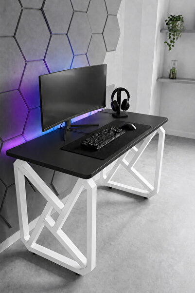 Hagen 140x60 cm Oyuncu Masası Gaming Masa Metal Geometrik Ayaklı Geniş Bilgis...