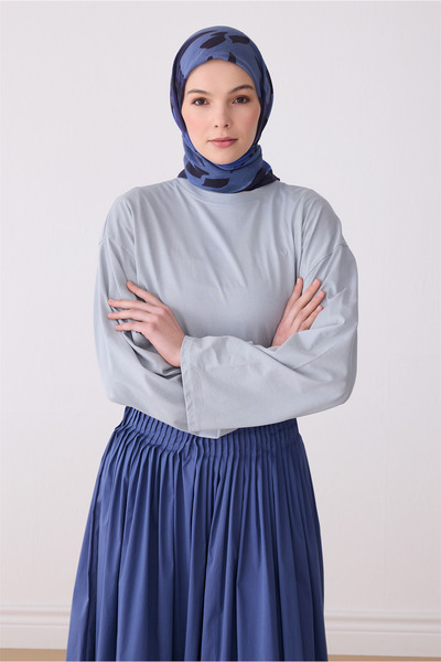 Belli Fresh Soyut Desen Mavi Lacivert Rozy Eşarp 3377 - 44