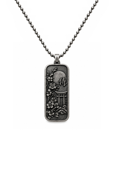 Coy Diamond 925 Ayar Gümüş Japonya Temalı Samuray Kolye Unisex Asya Motifli M...