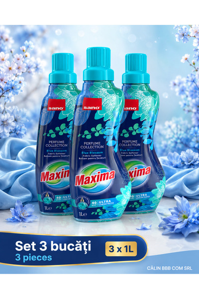 Sano Set 3 x Maxima Perfume Collection Blue Blossom, Balsam de rufe ultra-con...