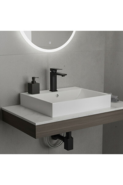 Generic Short Square Bathroom Basin Mixer Faucet | Black | Zinc and Brass | B...