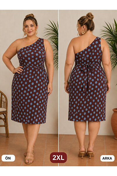 Niloshe&Sinoshe NS Accesories Auranessa |   Plus Size One-Shoulder Belted Dress