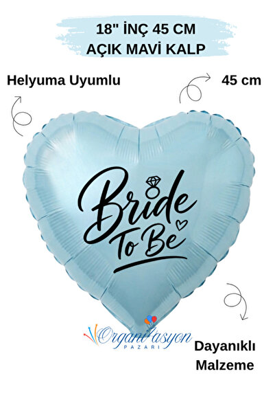 Organizasyon Pazarı 18 Inch Blue Heart Foil Balloon |   Bride to Be Printed |...