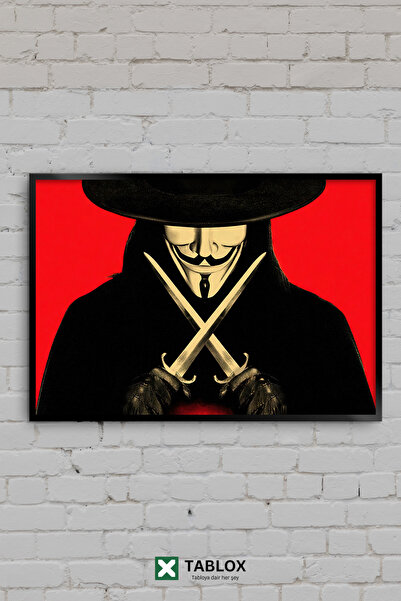 TABLOX V For Vendetta Mască Guy Fawkes Anonymous Tablou decorativ înrămat din...