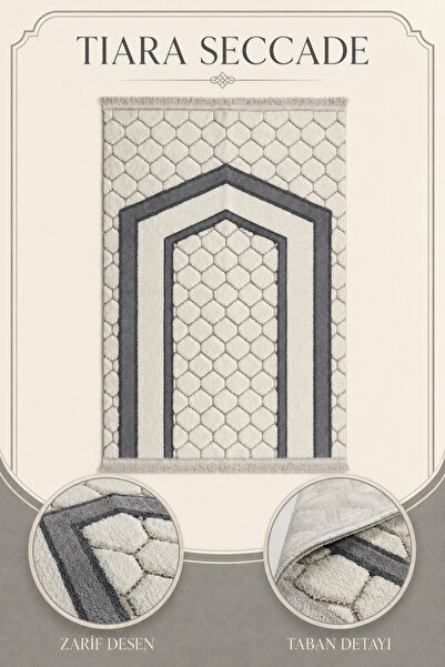 İlkbenaldim Tiara Seccade Velvet Soft Textured Premium Prayer Mat Honeycomb P...