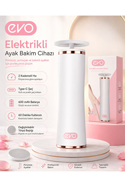 Evo Elektrikli Ayak Bakım Cihazı - Topuk Törpüsü– Şarjlı, 2 Kademeli, Type-C