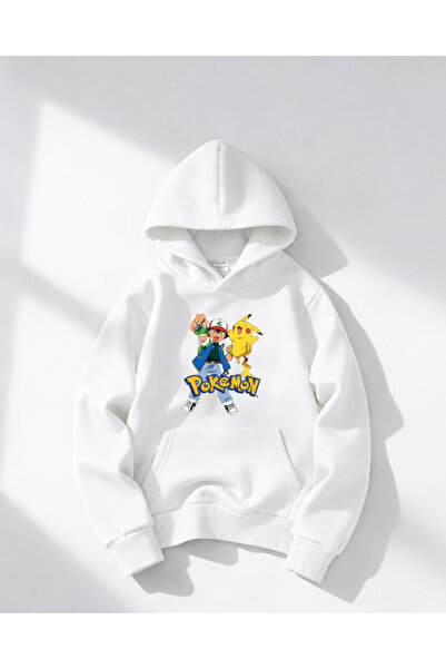 haha Oversize Hooded Pokemon Printed Sweatshirt for Boys