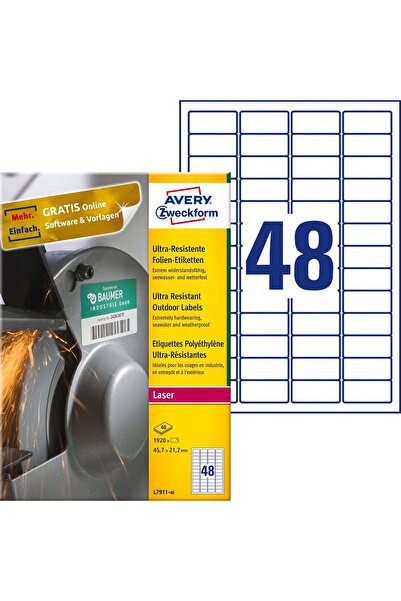 NO BRAND Etichete Avery din polietilenă 40xA4 45,7x21,2 albe