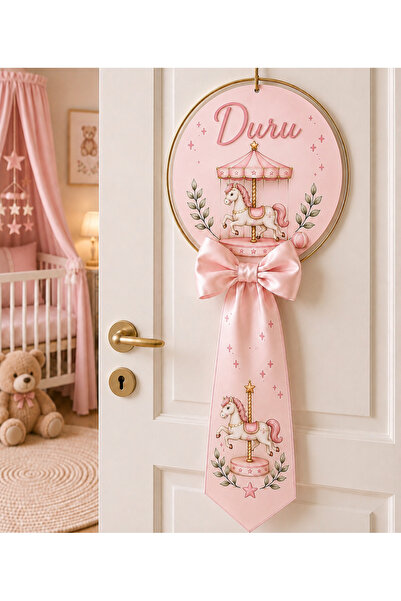 Yavuz Süs Circled Carousel Patterned Bow Baby Door Ornament