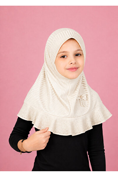 Linda Hijab Pink Hijab for Kids – Modest Islamic Headscarf with Lace Ruffle T...