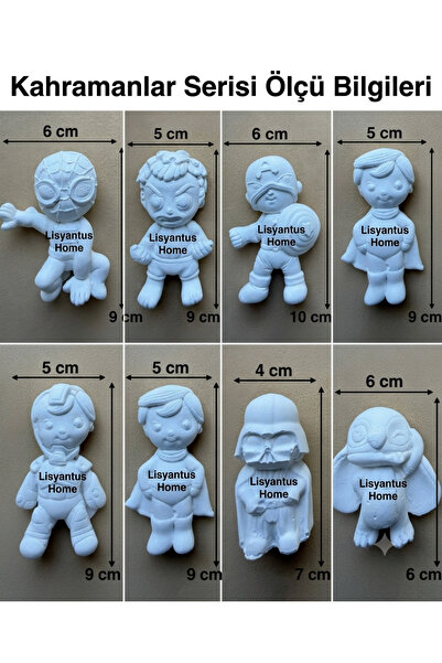 LİSYANTUS HOME 6’lı Sevimli Süper Kahramanlar Taş Boyama Seti/Hediye/Etkinlik/Eğitici/DIY/Hobi/Aktivite