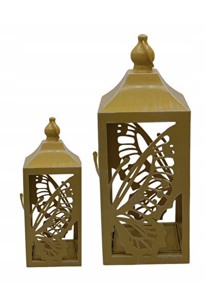 NO BRAND FELINAR LAMPION GALBEN METAL FLUTURI PENTRU CADOU MARE