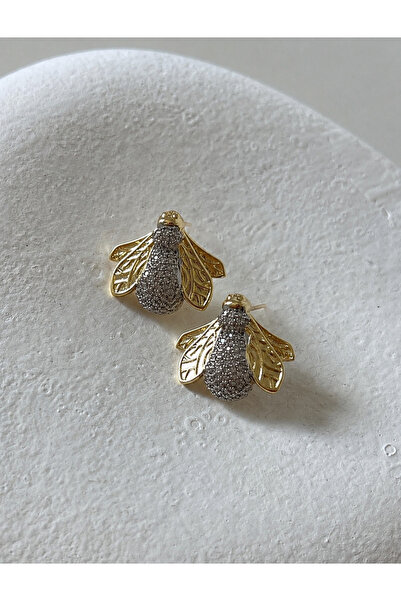Bubbleatelier Gold Arı Zirkon Taş Küpe