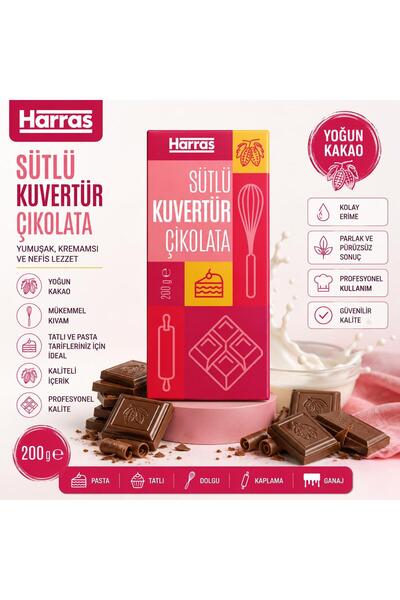 Harras Sütlü Kuvertür Çikolata 200g