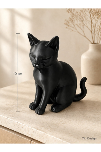 Dekoratif Siyah Kedi Figürü – 3D Baskı Masaüstü Obje Model 1