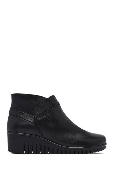 Derimod Women's Black Zippered Leather Comfort Boots Wf410008Dv