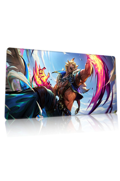 Duvarda League of Legends Sett Gaming Oyuncu 90x40 cm Mousepad Dikişli Kaymaz...