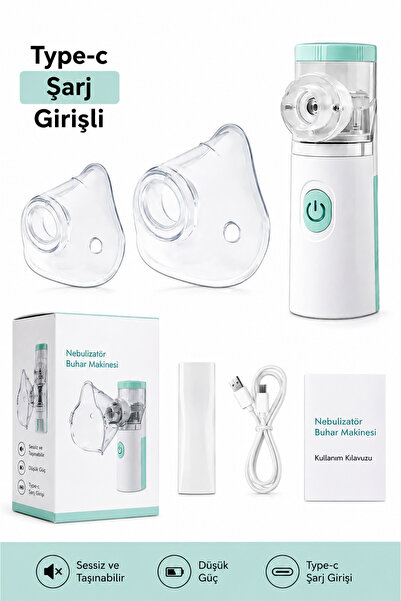 Hombak Taşınabilir Nebulizatör Mesh Buhar Makinesi Type-C Şarjlı Hava Makines...