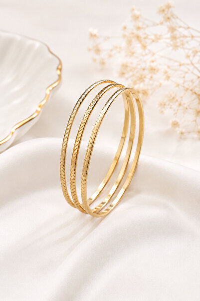 Archhazel Jewelery Set of 3 Gold Patterned Thin Bracelets
