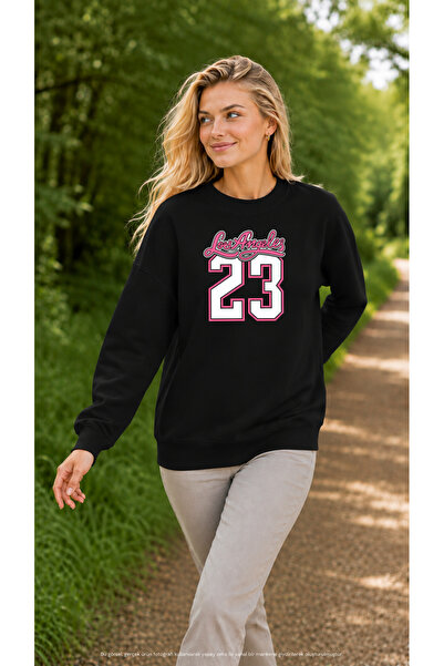EMMODA Women's Los Angeles 23 Graphic Printed Round Crew Neck Casual Sweathirt