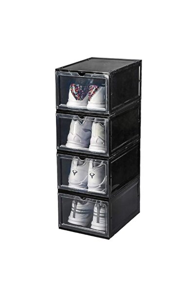 Generic WinCheer Plastic Shoe Box 4 Pack, Transparent Storage Shoes Container...