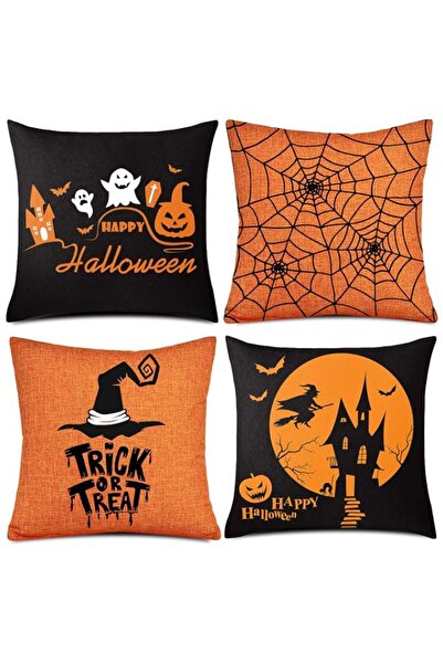 Generic Whaline 4 Pieces Halloween Pillow Case, Orange and Black Pillow Cover...