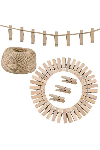Generic Brand SKEIDO 50-Pack Natural Wooden Clothespins - 3.5cm Photo Clips w...
