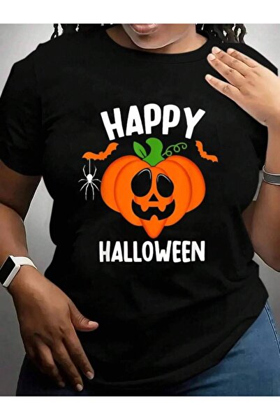 9JY Happy Heart Funny Pumpkin Men Women Halloween Black Graphic T Shirts Tee
