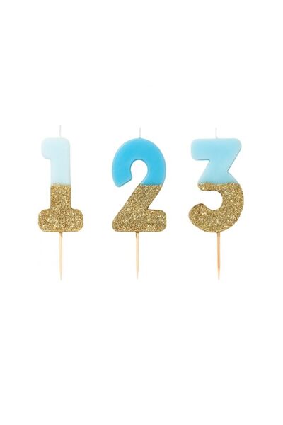 Generic Talking Tables Blue - Glitter Number Candle 8