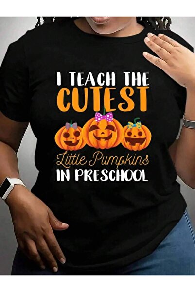 kai22 تي شيرت بطباعة جرافيكية سوداء لعيد الهالوين بطبعة "Teach The Cutest Lit...