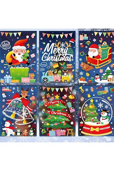 Generic Brand Christmas Window Stickers, 10 Sheets of Double-Sided Clings Fil...