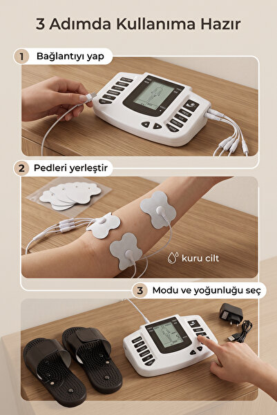 DEMPOWER 16 Elektrot Pedli Dijital Ekranlı Çok Fonksiyonlu Ayak ve Vücut Tens Masaj Cihazı