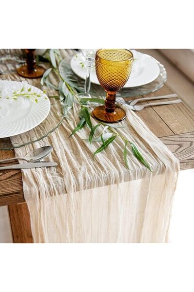 Generic Brand Aputue Table Runner, 90x300 cm Sage Green Cheesecloth Table Run...