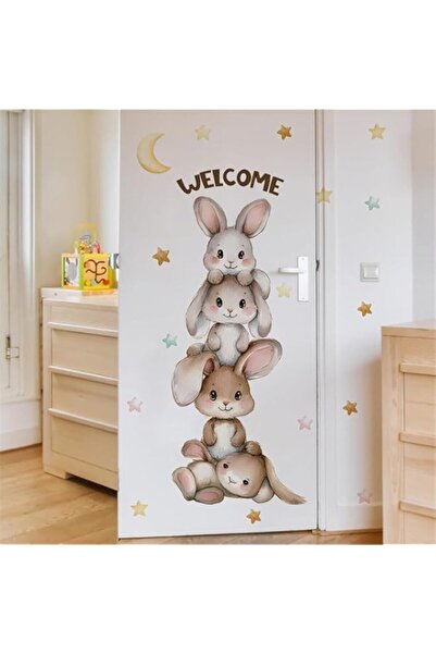 Generic Brand Tazweeq Lifelike Cute Bunny Home Decor Wall Stickers, Removable...