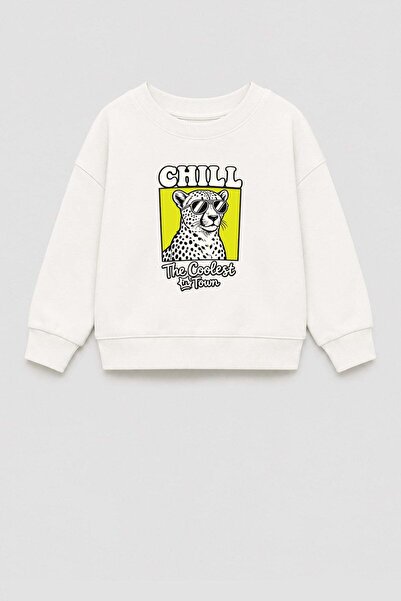 Monila Boy's 3 Thread Fabric Leopard Printed Cotton Sweatshirt